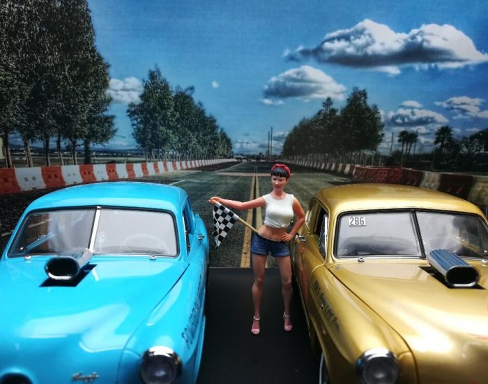 Racing girl figure
