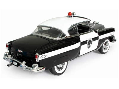 Coche de policía Sun Star 1954 Chevy Bel Air escala 1:18 con base ver fotos