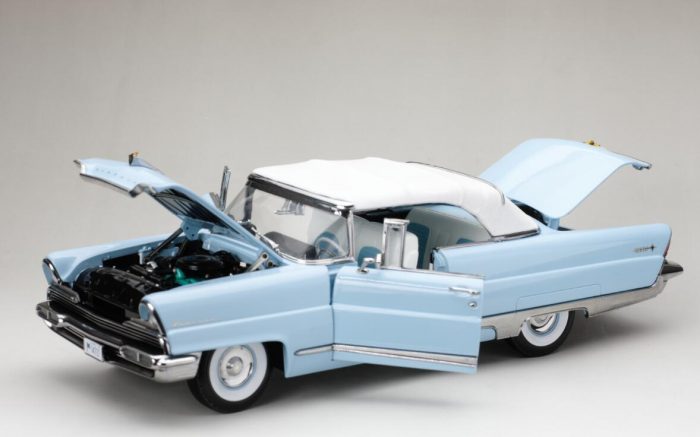 1956 Lincoln Premiere Closed Convertible-White/Fairmont Blue - Image 7