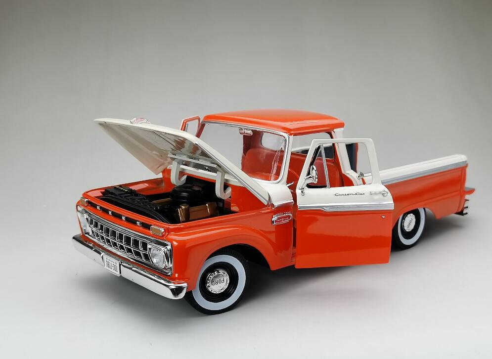 1965 Ford F-100 Custom Cab Pickup-Orange/White